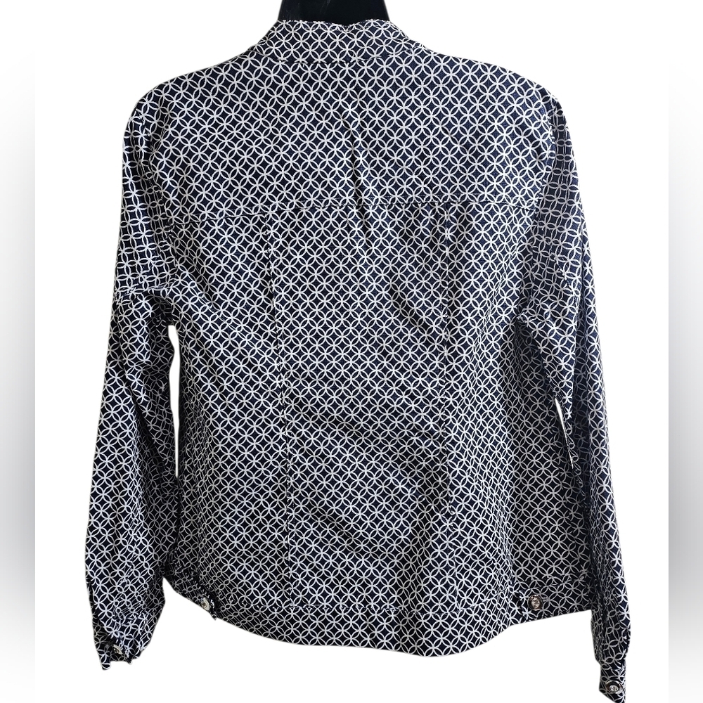 NEW Attyre Women's Open Lightweight Denim Blazer Jacket Small Geometric - Picture 2 of 7